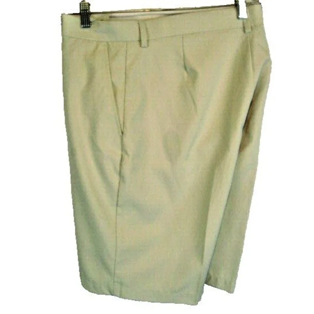 Mens Grand Slam Cream Poly Golf Chino Flat Front Shorts sz 34x11